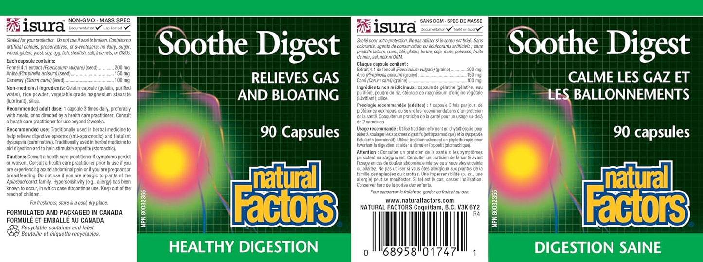 Natural Factors Soothe Digest Capsules, 90-Count