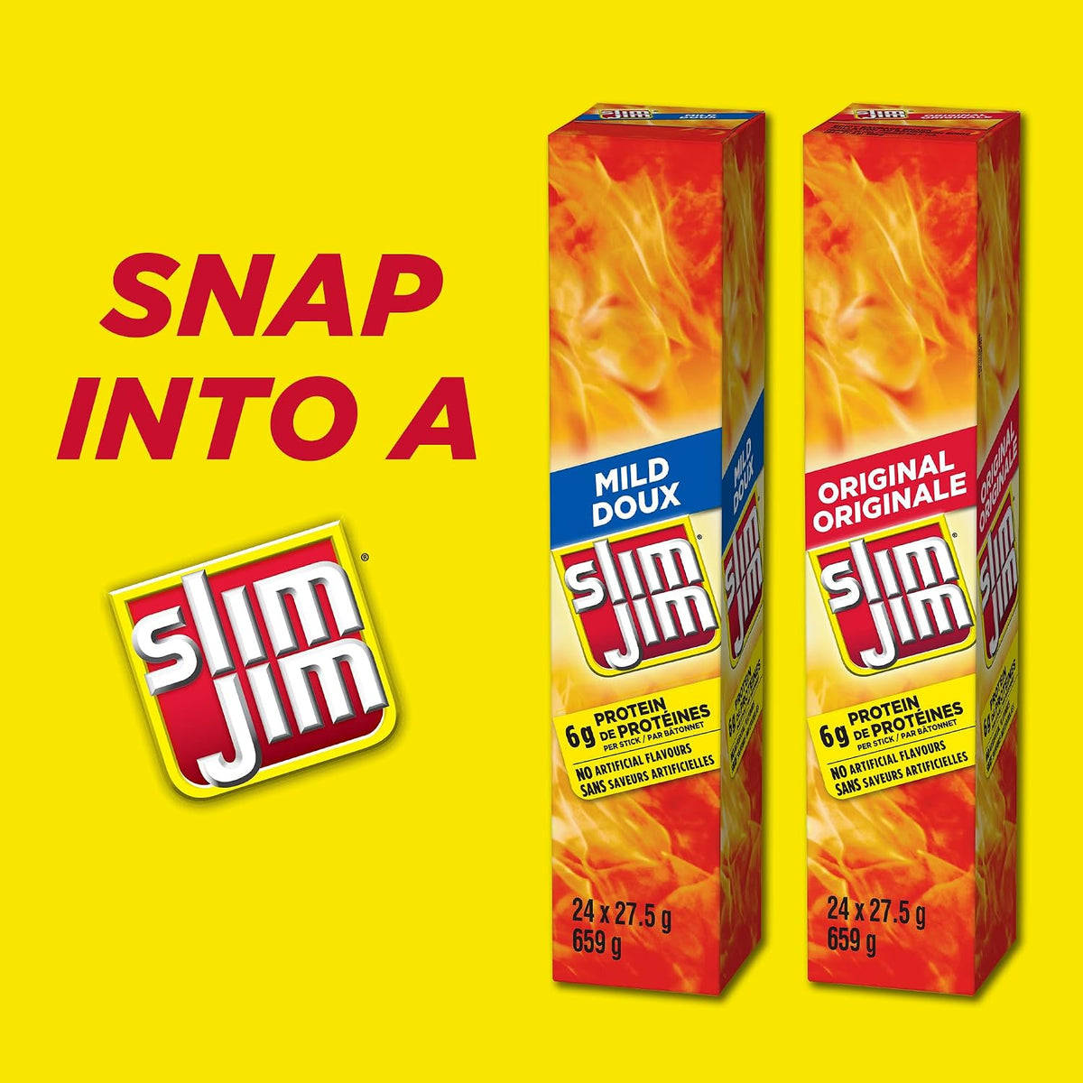 Slim Jim Giant Mild Meat Sticks, High Protein, 659g (24 Sticks x 27.5g)
