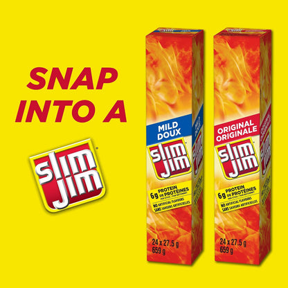 Slim Jim Giant Mild Meat Sticks, High Protein, 659g (24 Sticks x 27.5g)