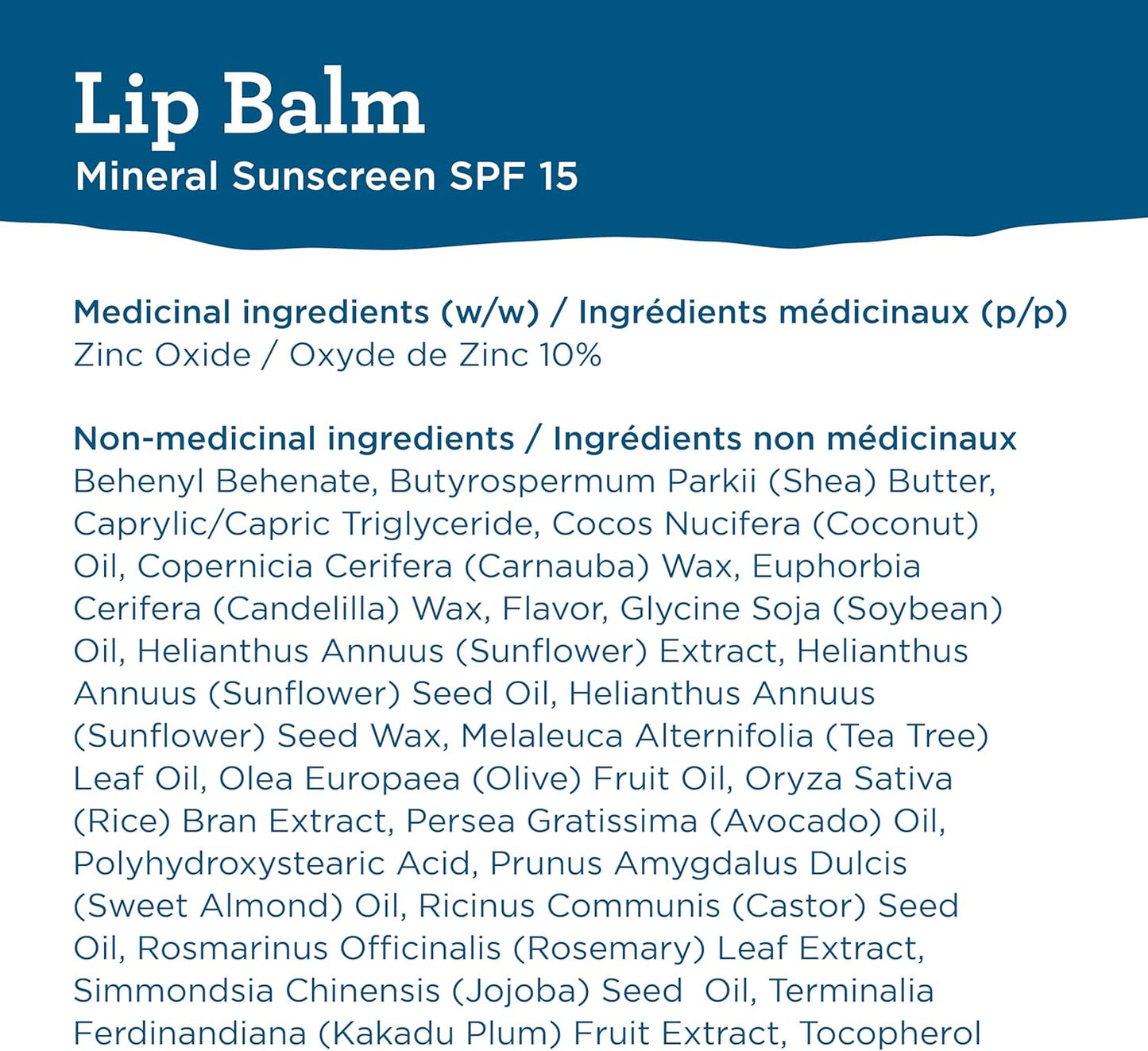 Blue Lizard Mineral SPF 15 Lip Balm 3-Pack, Vegan, Each Tube 0.13 oz