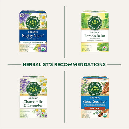 Traditional Medicinals - 有机 Nighty Night Extra 草本茶（6 包）- 天然助眠成分，含缬草、西番莲和柠檬香蜂草 - 共 96 个茶包