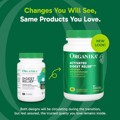 Organika 加拿大制造消化缓解片 - 含生姜和活性炭 - 缓解消化不良，90 片（1 包）