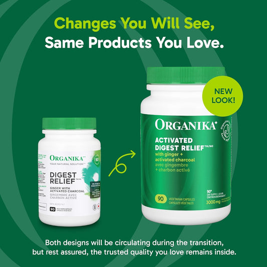 Organika 加拿大制造消化缓解片 - 含生姜和活性炭 - 缓解消化不良，90 片（1 包）