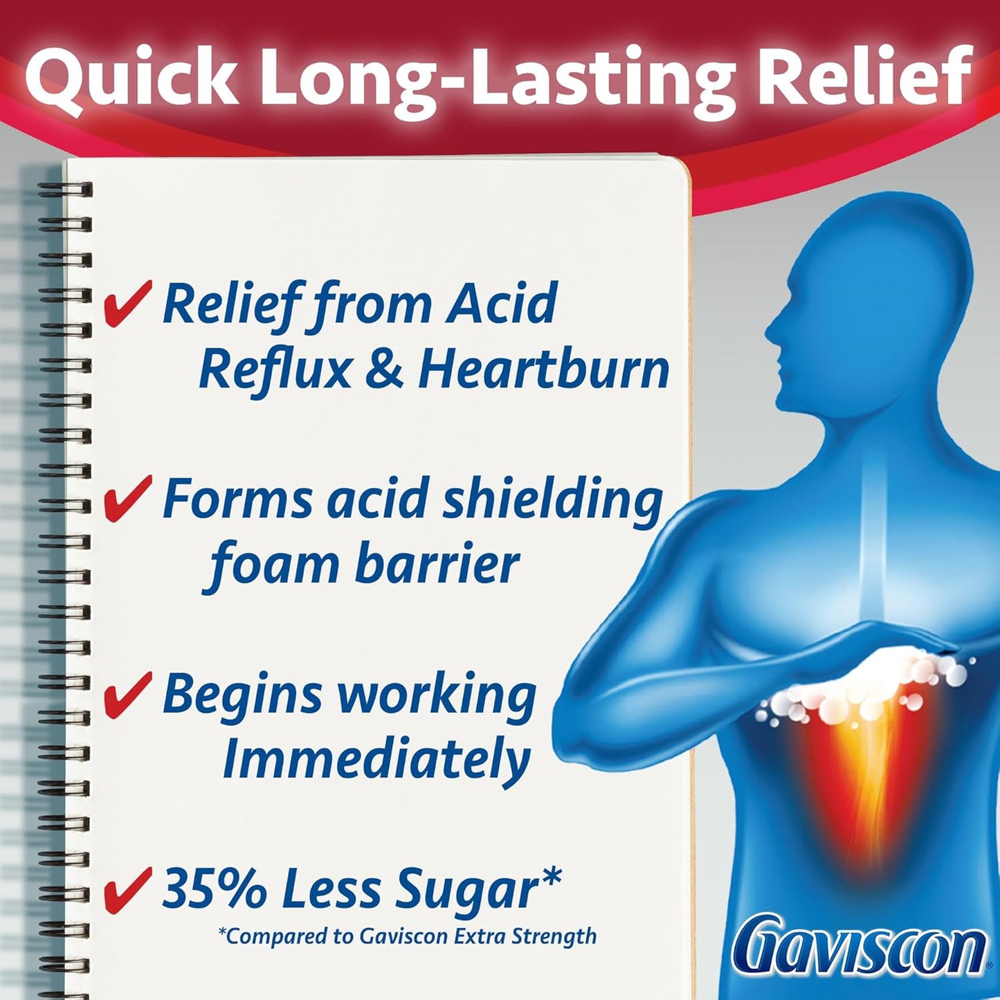 Gaviscon 強效口味爆裂片 - 60 片 - 可咀嚼的起泡抗酸片，可日夜緩解胃灼熱、胃酸倒流和胃食道逆流症，水果口味 - 不含鋁、乳糖和麩質