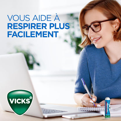 Vicks Vapoinhaler 鼻减充血剂，含舒缓蒸汽，可暂时缓解感冒引起的鼻塞，薄荷醇香味，2 包，每包 0.20 毫升