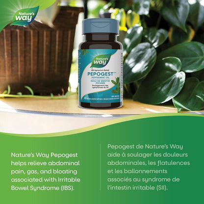 Nature’s Way Pepogest 薄荷油胶囊 - 缓解肠易激综合征 (IBS) 症状 - 有助于减轻腹痛、胀气和腹胀 - 60 粒胶囊