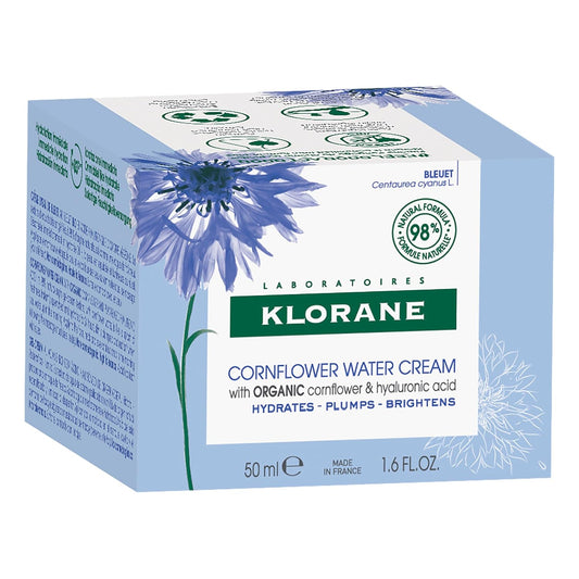 Klorane - Cornflower Water Cream with Organic Cornflower & Plant-Based Hyaluronic Acid - All Skin Types, Face And Eyes - 50ml