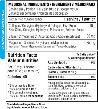 Believe Supplements 胶原蛋白清爽剂 - 水解海洋胶原蛋白 - 无味 310g