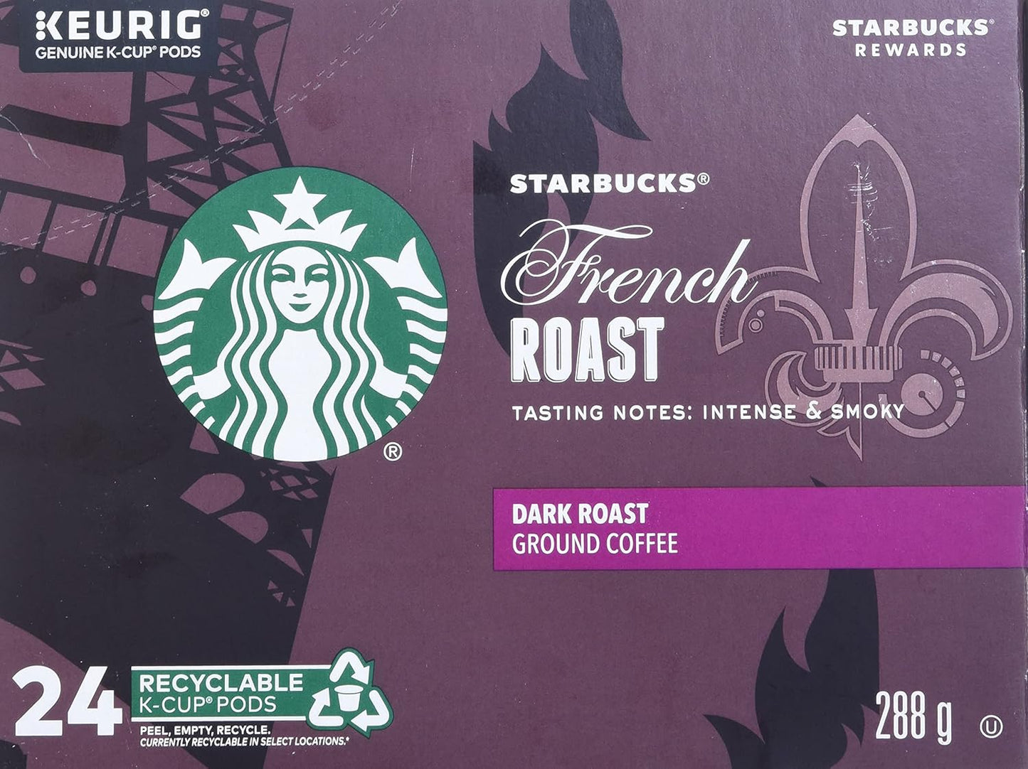 星巴克法式烘焙研磨咖啡，793 克，法式烘焙，深度烘焙咖啡，單份 Keurig K-Cup 膠囊，24 粒