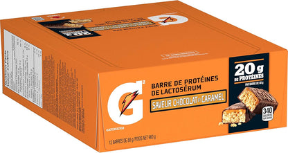 Gatorade Whey Protein Bar - Chocolate Caramel Flavour, Multi-Pack, 12 Bars, 960 g (Pack of 4)