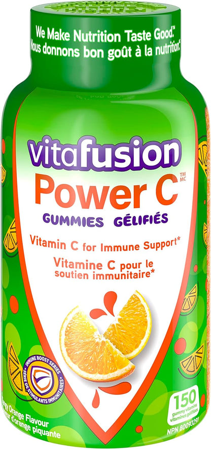 Vitafusion Power C 成人维生素软糖，抗氧化剂1，免疫功能2，150 粒（1.5 个月用量），包装可能有所不同。