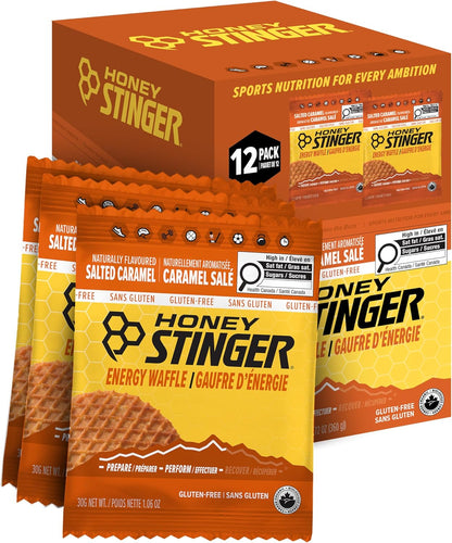 Honey Stinger Organic Gluten-Free Salted Caramel Waffle | Energy Stroopwafel for Exercise, Endurance and Performance | Sports Nutrition for Home & Gym, Pre & Post Workout | 12 Waffles, 30g