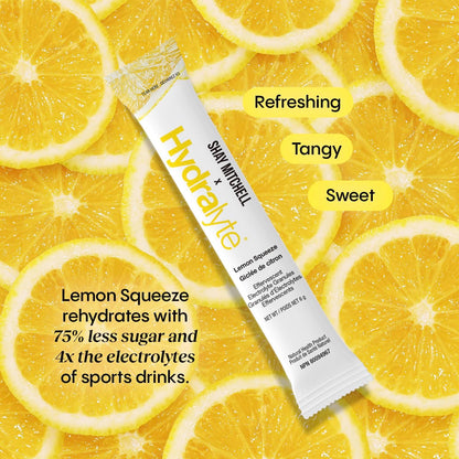 Shay Mitchell x HydraLyte 柠檬挤压电解质粉，低糖电解质包，专为快速补水而设计，适合所有年龄段的安全补水 - 采用全天然成分制成，36 份