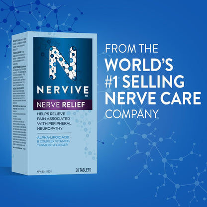 Nervive 神经舒缓片，有助于缓解周围神经病变引起的疼痛，α-硫辛酸 ALA，维生素 B1-硫胺素、B6 和 B12，姜黄，生姜，30 天用量，30 片