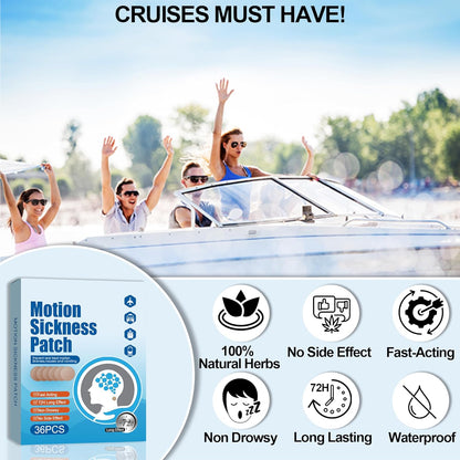 晕车贴 - 缓解头晕、眩晕和恶心 - 适用于游轮、汽车、游船和飞机旅行的晕车贴，36 片装耳后晕车贴，适用于成人和儿童