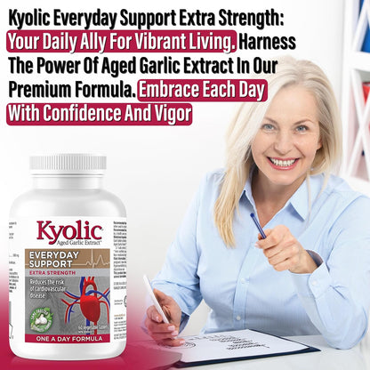 Kyolic - 无味陈年大蒜提取物，每日支持，超强效，每日一片，1000毫克，60片素食片剂，60天供应量 - Kyolic 大蒜补充剂，大蒜丸 - 健康支持的草本补充剂