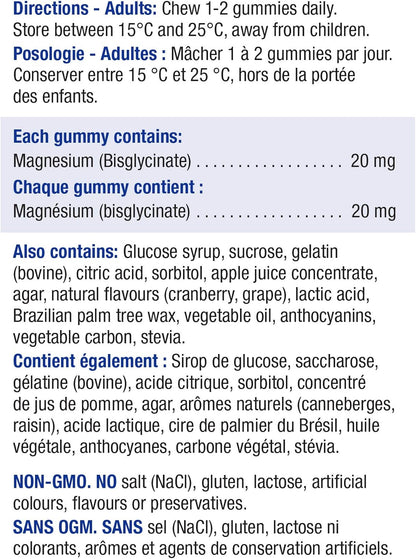 Jamieson Magnesium Gummies - Cranberry Grape Flavour, 60 Count (Pack of 1) & Apple Cider Vinegar Gummies, Vegetarian Red Apple, 60 Count