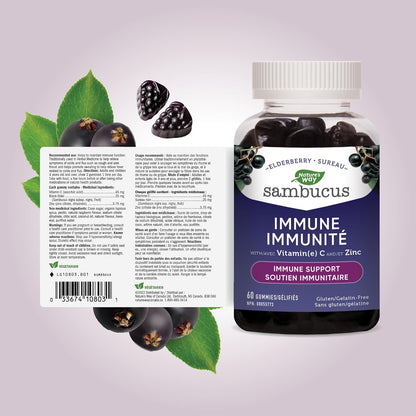 Nature's Way 接骨木免疫原性感冒和流感護理接骨木軟糖和接骨木感冒和流感護理膠囊，90 粒素食膠囊，經過非基因改造項目驗證