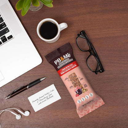 PB&Me Peanut Butter Protein Bars –Peanut Butter & Jelly, 10g Protein, Low Sugar, High Fiber, No Artificial Sweeteners or Preservatives, Meal Replacement, 5-Pack, Snack Bars for Work, Gym & Travel