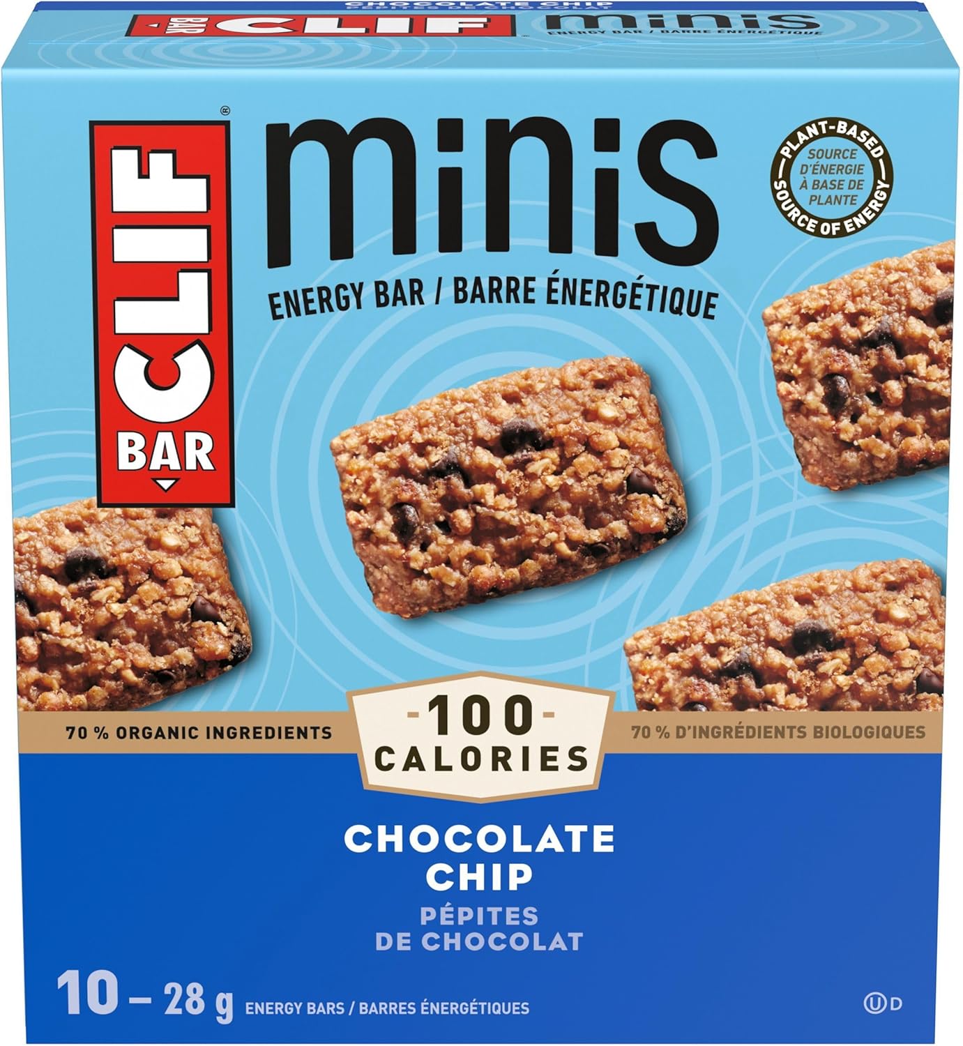 CLIF BAR，迷你巧克力碎能量棒，70% 有机成分，不含人工香料，28 克（10 包）