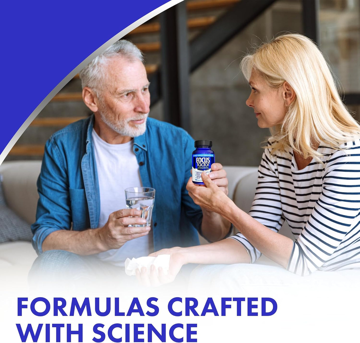 Focus Factor 大腦補充劑和完整複合維生素（60 粒），含鋅、鎂、維生素 B6、B12、D、假馬齒莧和酪氨酸，可改善記憶力、注意力和專注力