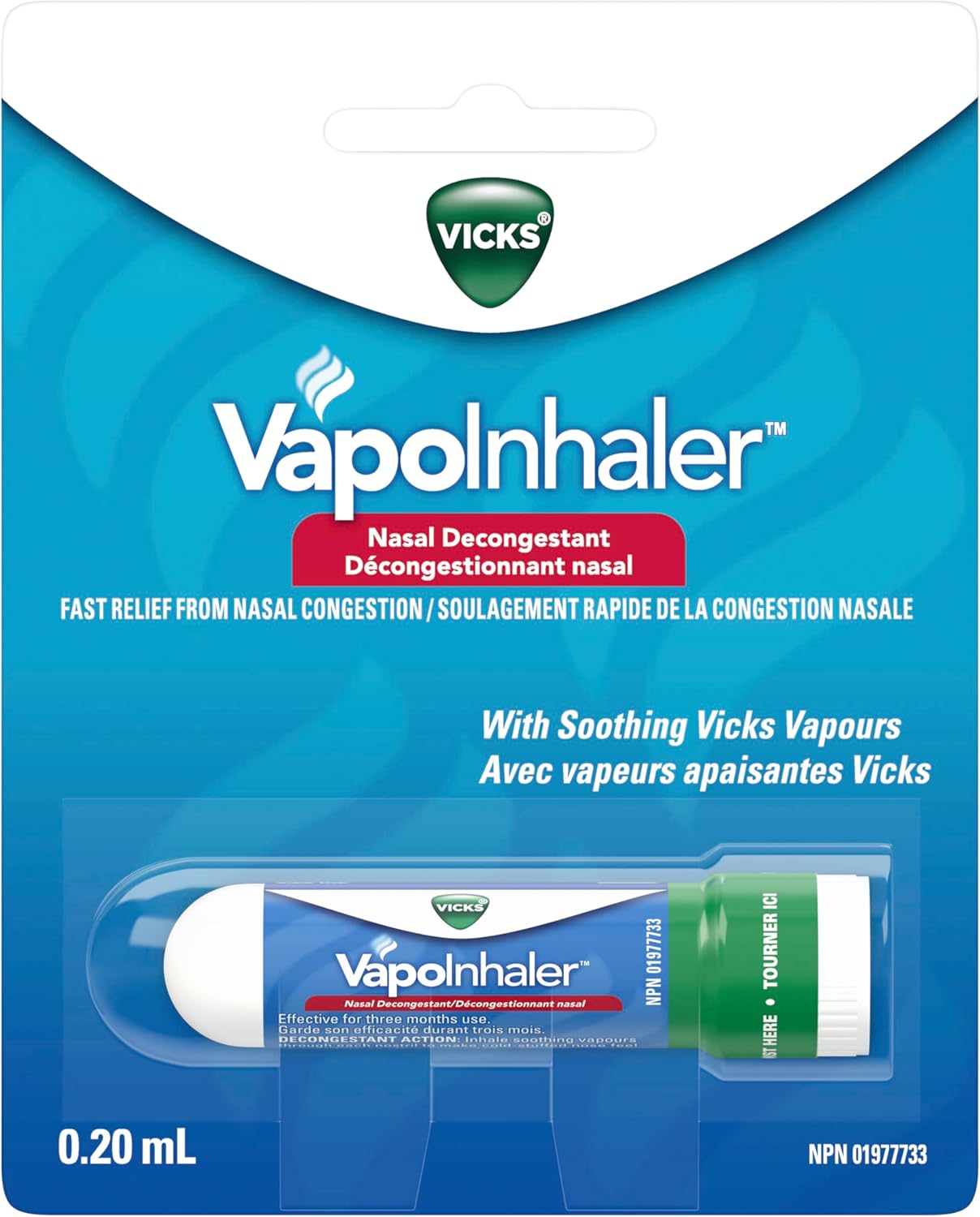 Vicks Vapoinhaler 鼻腔减充血剂，含舒缓蒸汽和 VapoCOOL Max 药用滴剂，用于暂时缓解咳嗽和咽喉痛，润喉糖，冬霜味，40 粒