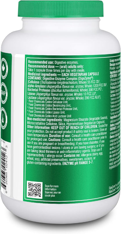 Organika Full Spectrum Plant Enzymes- Helps Break Down Carbs, Fat, Protein, Dairy- 260 vcaps