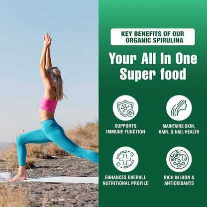 Gandalf Organic Spirulina 600mg 150 Vegan Tablets, Ultra Pure Blue-Green Algae, Rich in Iron, Amino Acid & Antioxidant, Non-GMO, Support Energy, Vitality & Immune Health