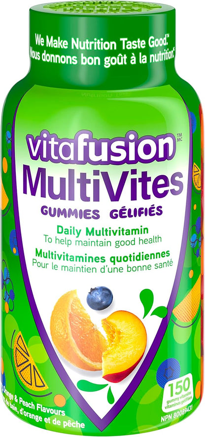 Vitafusion MultiVites 成人複合維生素軟糖，富含 12 種必需營養素，150 粒軟糖，可供 2.5 個月食用，包裝可能有所不同