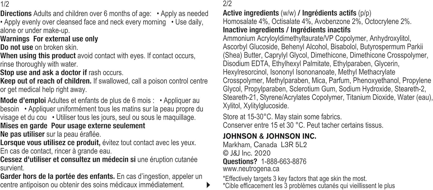 Neutrogena Anti Aging Face Cream SPF 25, Triple Age Repair for Wrinkles, Tone, and Firmness, 48 mL