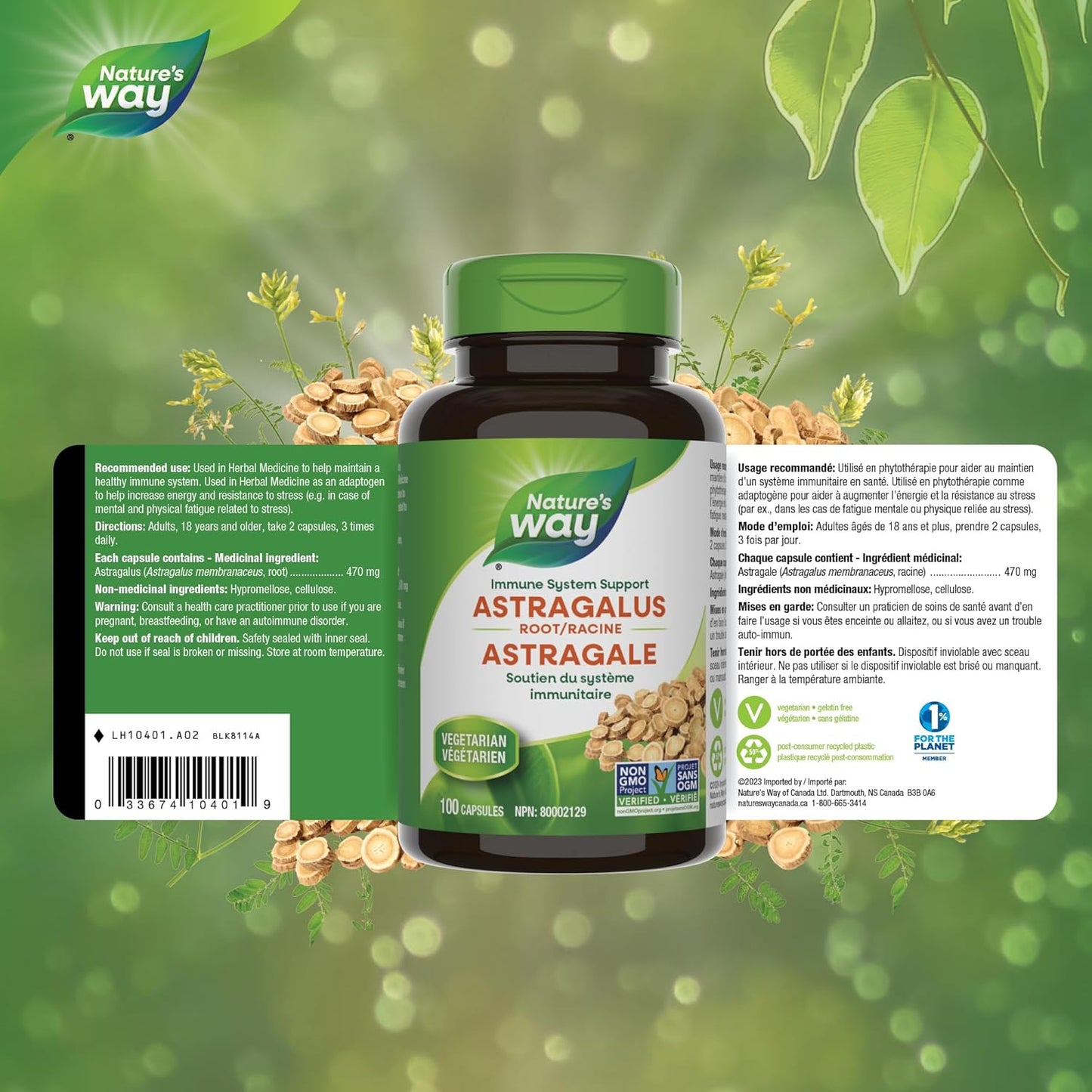 Nature's Way 黄芪根，免疫系统支持，100 粒素食胶囊