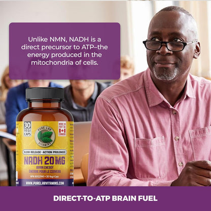 Pure Lab Vitamins Slow Release NADH 20 mg - 30 Vegi-Caps