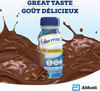 Glucerna Nutritional Drink, Meal Replacement Shakes, Complete, Balanced Nutrition For People With Diabetes, Chocolate, 6 x 237-mL Bottles