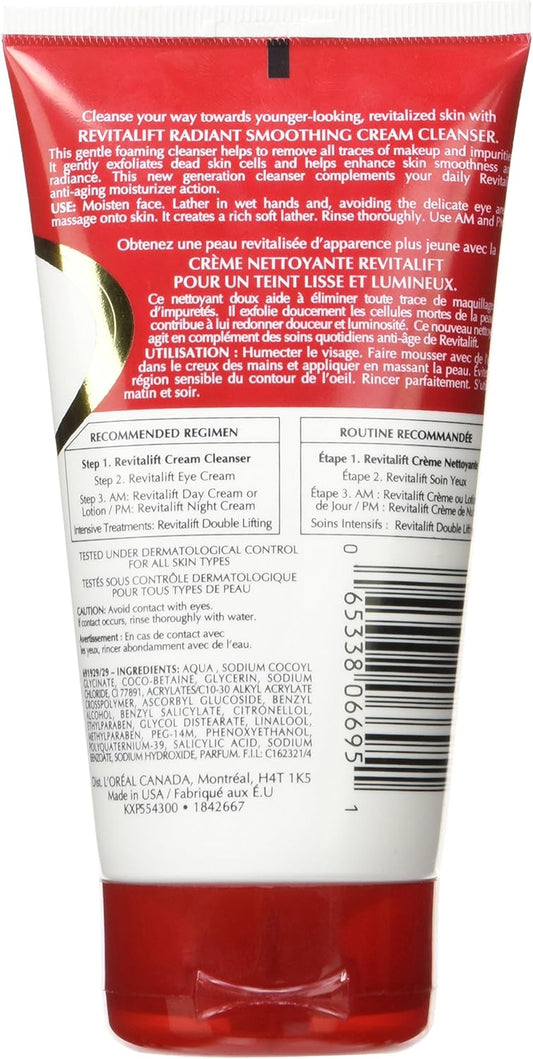 L’Oréal Paris Revitalift Makeup-Removing Cleansing Cream Face Cleanser & Toner, with Vitamin C, 150 mL