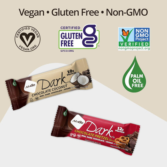 NuGo Dark Mint Chocolate Chip, 13g Vegan Protein, 200 Calories, Gluten Free, 12 Count