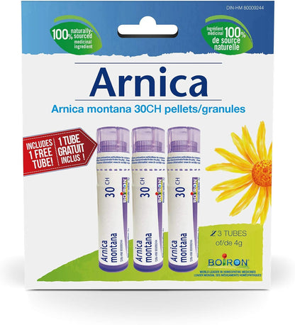 Arnica Montana 30ch，3 支装，Boiron 顺势疗法药物，多剂量管 & Arnicare 瘀伤肿胀、肿块和水肿，天然来源，45 克