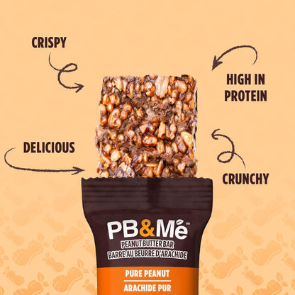 PB&Me Peanut Butter Protein Bars – Pure Peanut, 10g Protein, Low Sugar, High Fiber, No Artificial Sweeteners or Preservatives, Meal Replacement, 5-Pack, Snack Bars for Work, Gym & Travel