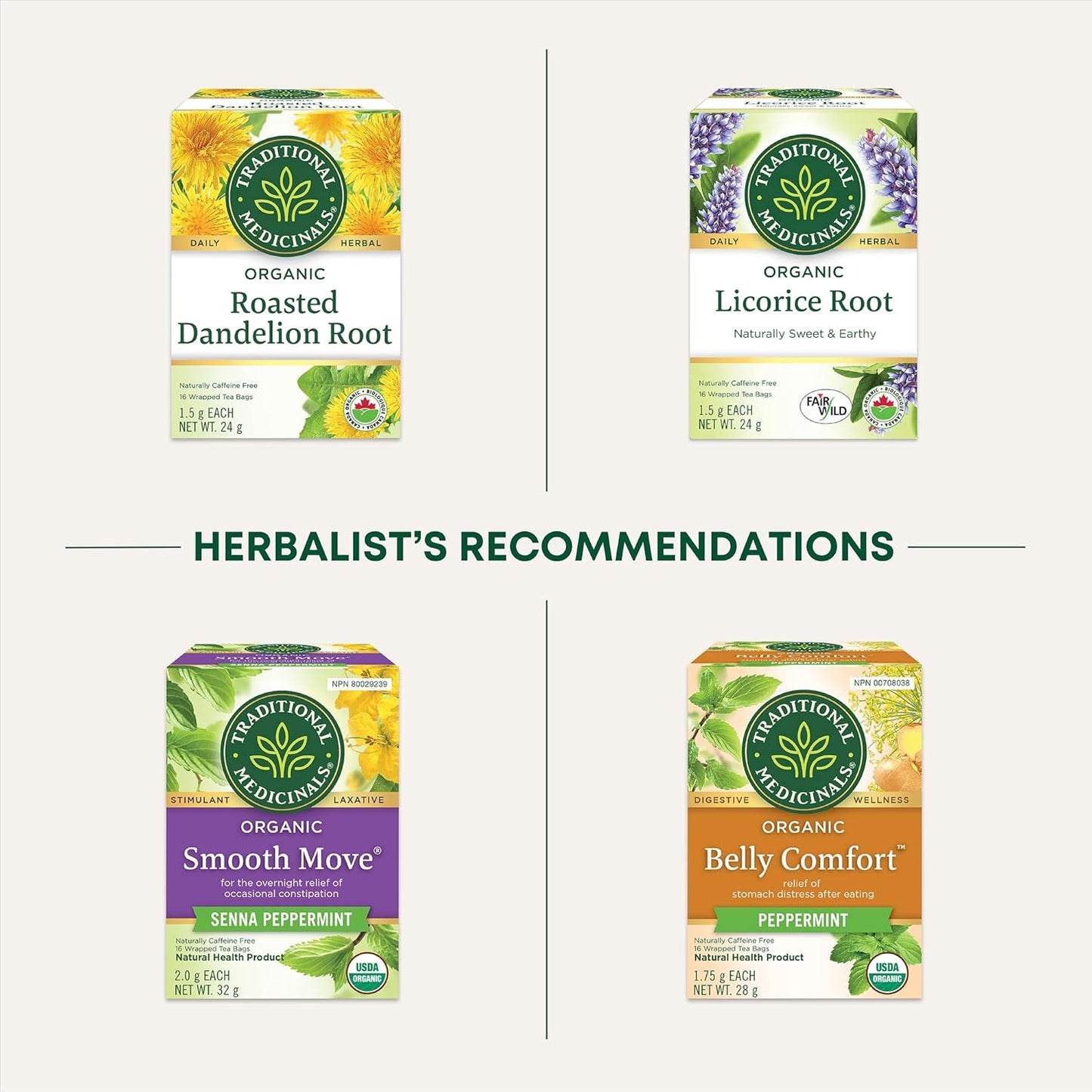 Traditional Medicinals - 有機 Smooth Move 瀉藥草本茶（6 包）- 夜間溫和緩解偶發性便秘 - 共 96 個茶包