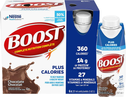 BOOST Original Meal Replacement Drink, Vanilla, 6x237ml, Case Pack of 4, Packaging May Vary & PLUS Complete Nutrition Drink, Chocolate, 6x237ml Bottles, Case Pack of 4, Packaging May Vary