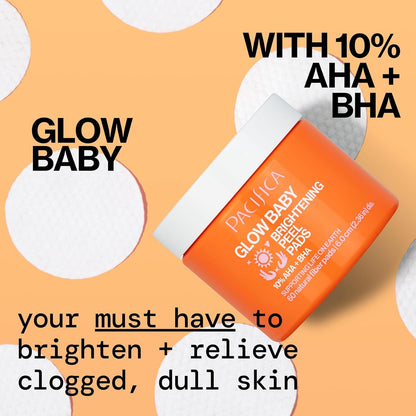 Pacifica Beauty Glow Baby Brightening Peel Pads 10% AHA + BHA, Skincare, Exfoliating, Skin Texture, Minimize Pores, For All Skin Types, Fragrance Free, Clean Skin Care, Vegan - 60 Pads (1 Count)