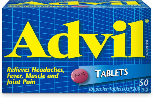 Advil Tablets (50 Count), 200 mg ibuprofen, Temporary Pain Reliever / Fever Reducer