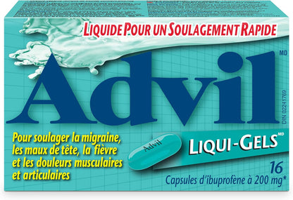 Advil Regular Strength Ibuprofen Pain Relief Liquid-Gels, Fast Acting Pain Relief for Migraine, Back, Neck, Joint, and Muscle Relief, 200mg (16 Count)