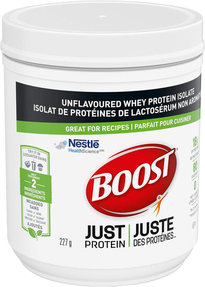 Boost JUST Protein 无味速溶乳清分离蛋白粉，227 克（1 包）- 包装可能有所不同