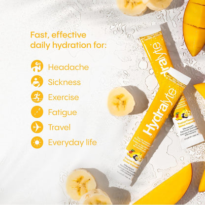 Hydralyte Electrolyte Powder, Low Sugar Electrolyte Sticks Designed for Rapid Hydration, Safe Hydration for All Ages - Made with All Natural Ingredients, 12 Servings, Tropical Flavour