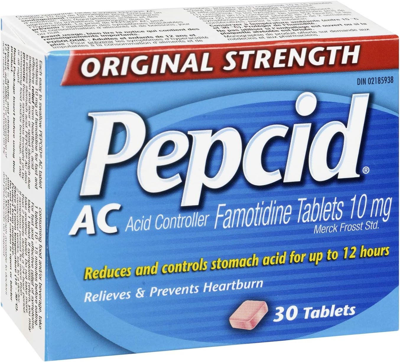 Pepcid 酸控製劑，原始強度，胃灼熱的抑酸劑和抗酸劑，預防和緩解胃灼熱，10 毫克，30 粒
