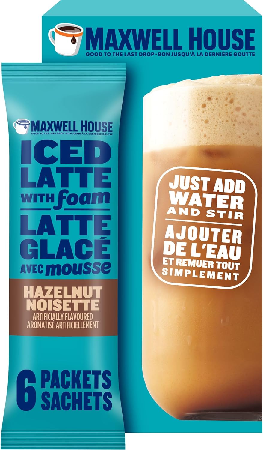 麦斯威尔 165 克冰榛子拿铁加泡沫速溶咖啡饮料粉，6 支装