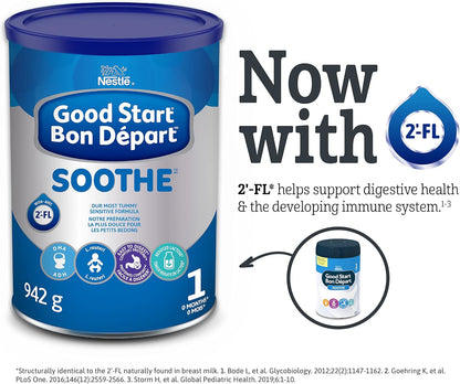 雀巢好開始舒緩嬰兒配方奶粉，0+個月，942公克，4包