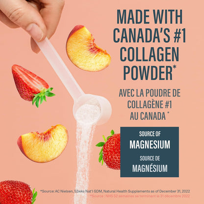 Organika Canadian-Made Electrolytes + Enhanced Collagen - Strawberry Peach Flavour - Sugar-Free Hydration | 5g Protein + 100% of Daily Vitamin C - 600g