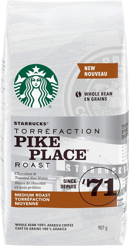 星巴克派克市場全豆中度烘焙咖啡，907 克 & 真北混合研磨咖啡，金黃色烘焙，793 克