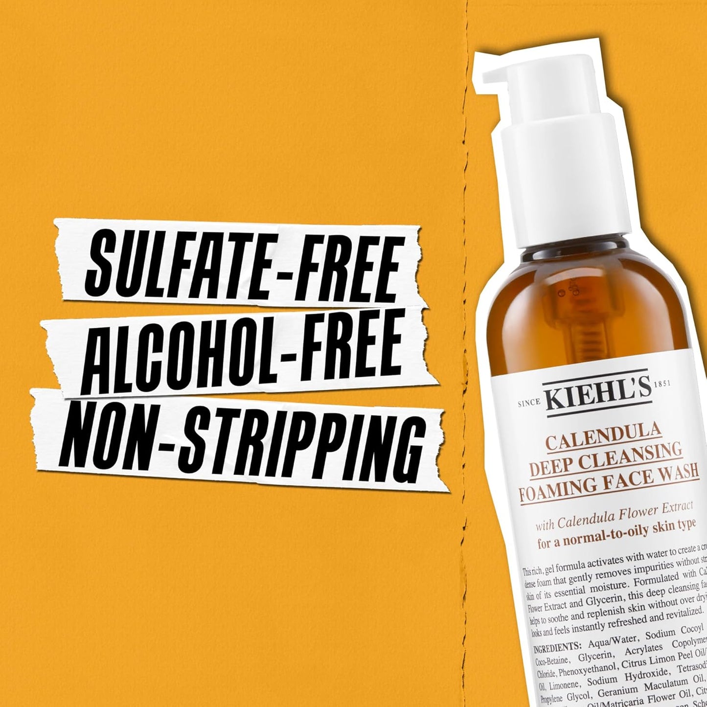 Kiehl's Calendula Deep Cleansing Face Wash, Balances Skin While Gently Removing Impurities, Soothing and Refreshing, Boosts Moisture Barrier for Soft-Feeling Skin, Paraben + Sulfate Free